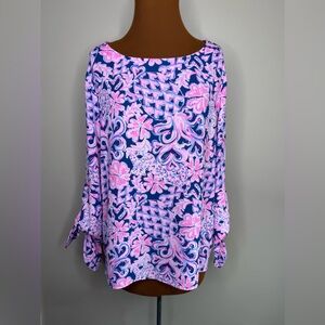 Lilly Pulitzer Langston blouse in Love you Bunches sz large